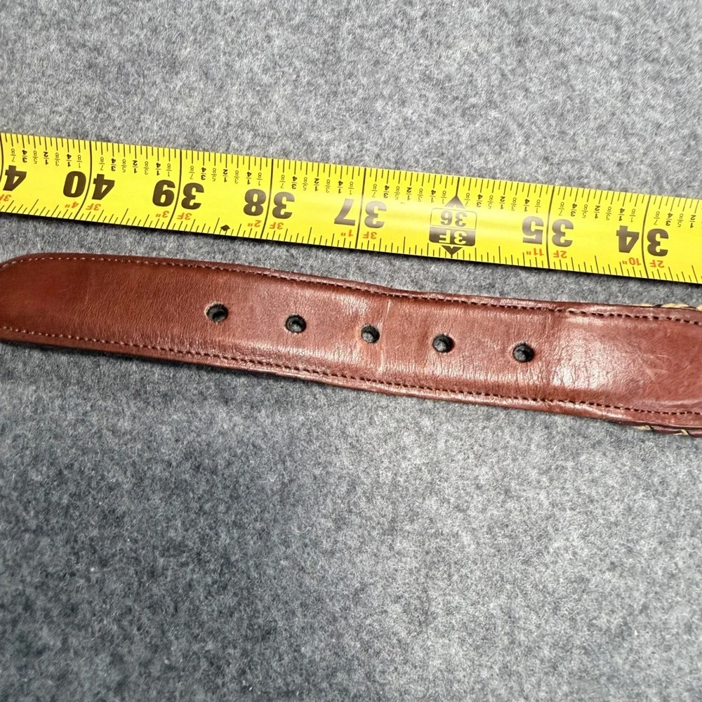 Torini Mens Woven Leather Belt 36 Brown Tan Braided Made in USA 6347